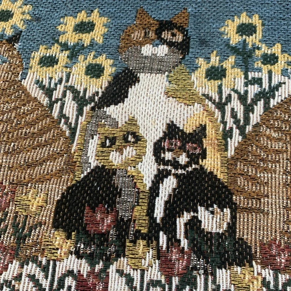 Woven Cat placemats with fringe border